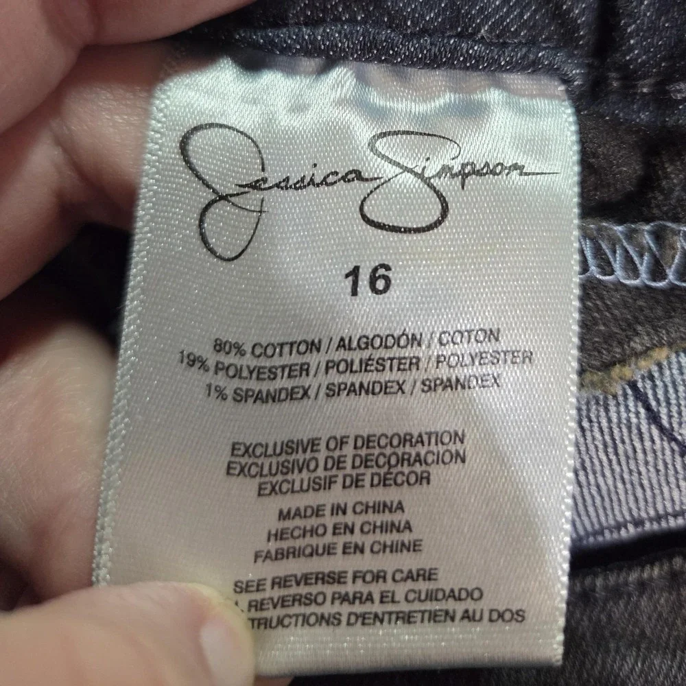 Jessica Simpson Jeans Girls 16 Blue Quilted Patchwork Skinny Stretch Denim Pants